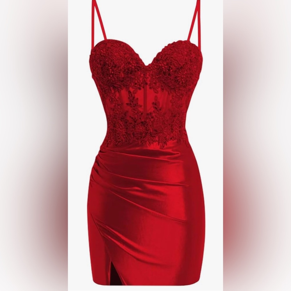 Homecoming- Elegant Red Lace Dress